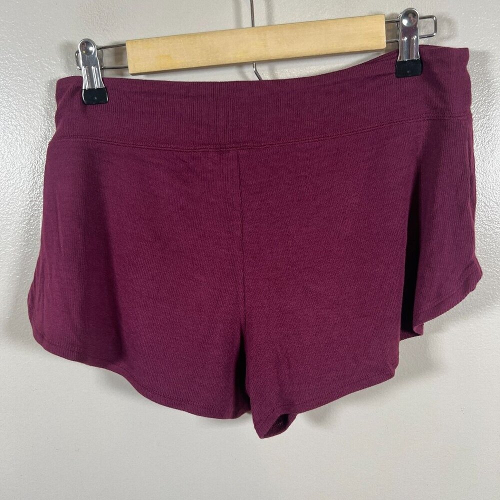 Athleta Well Rested Ribbed Sleep Short Size Small Burgundy Lounge Soft Comfy - Picture 3 of 11